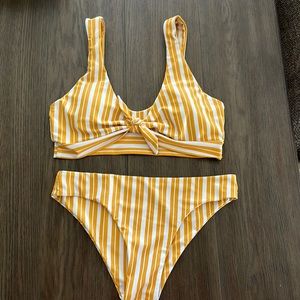 Orange/yellow striped bikini